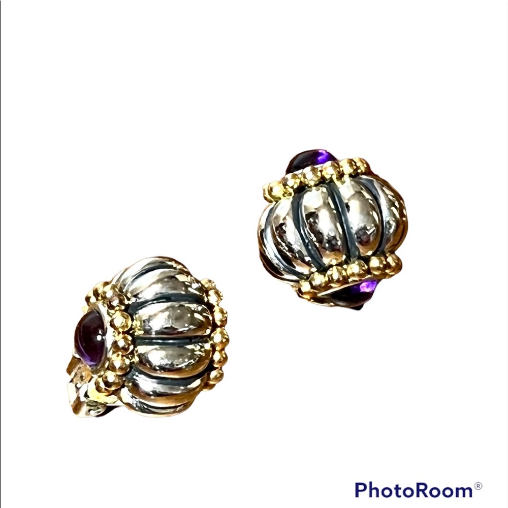 Silver and Gold tone Chunky earrings, clip on